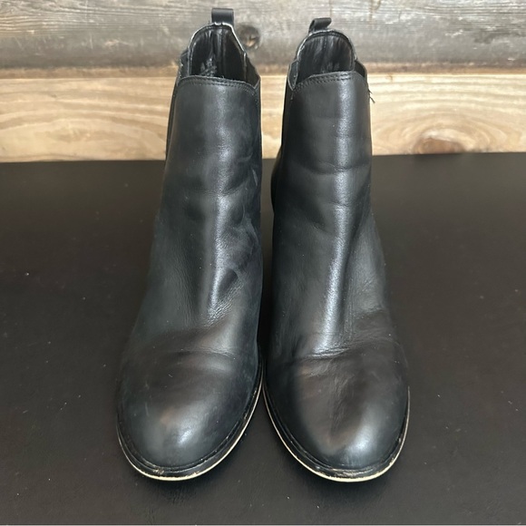 Sam Edelman Justin Black Leather Block Heeled Ankle Pull On Booties Boots 9.5 - Picture 6 of 11